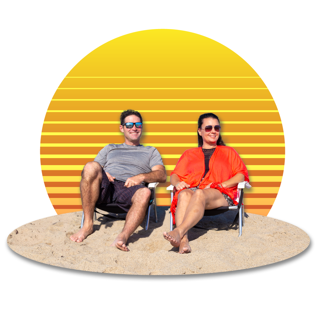 Couple enjoying the beach on a sunny day